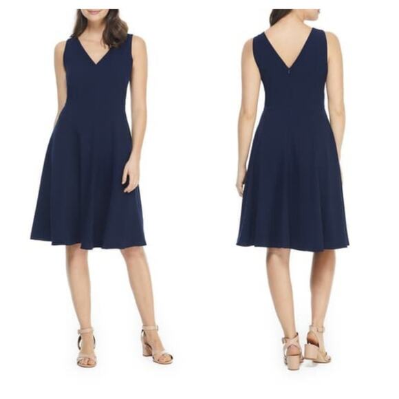 NWT Gal Meets Glam Kendra Fit & Flare Dress Navy 6 - Picture 1 of 15